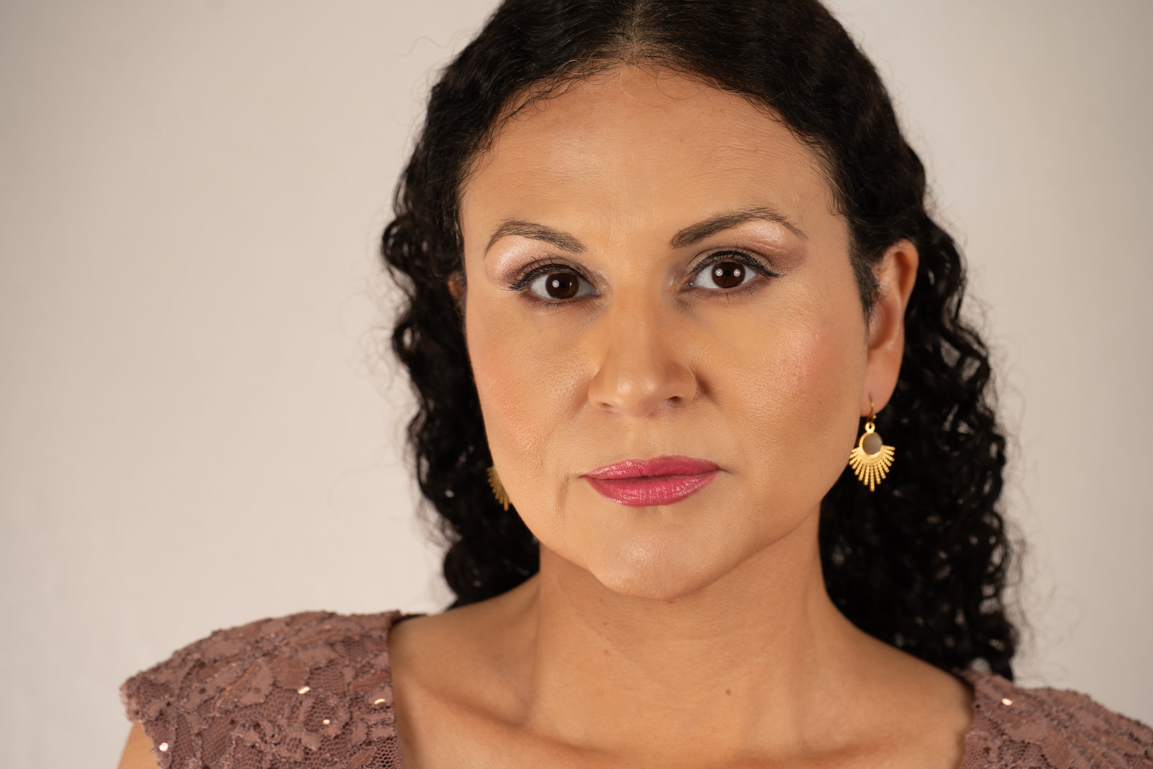 Antique Stone On Sun Gold Dangle Earrings