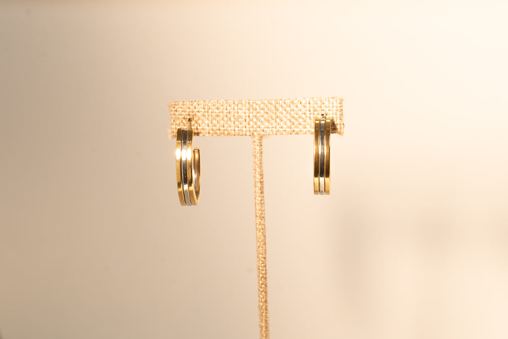 Silver and Gold Oval Hoop Earrings