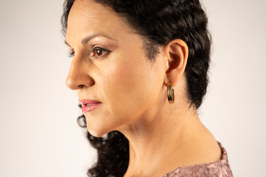 Gold Textured Oval Hoops